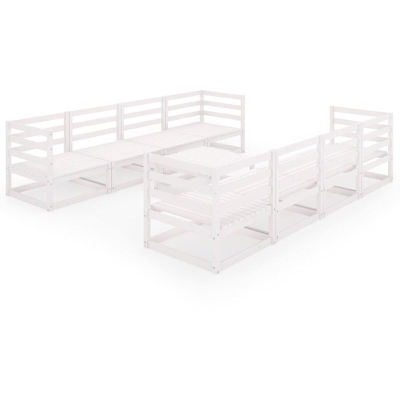 

Vidaxl - Set de salón de jardín de 9 piezas blanco madera maciza de pino - Blanco