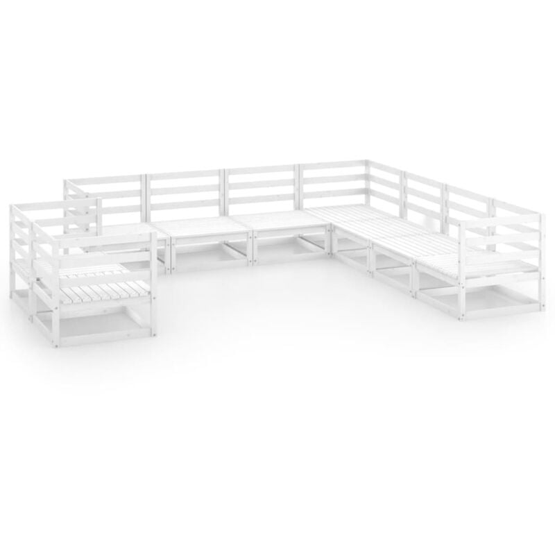 

Vidaxl - Set de salón de jardín de 9 piezas blanco madera maciza de pino - Blanco