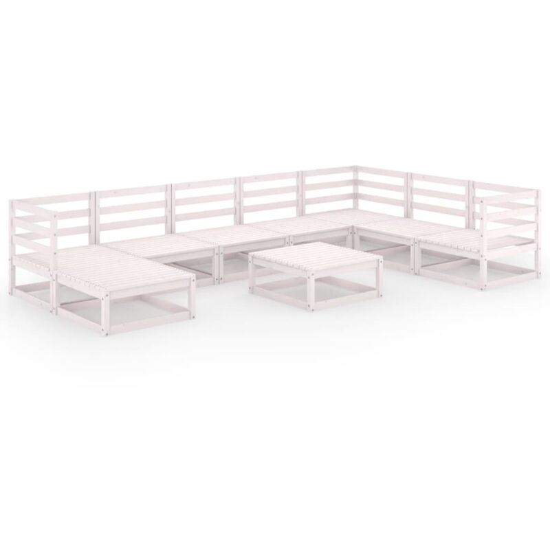 

Set de salón de jardín de 9 piezas blanco madera maciza de pino - Blanco - Vidaxl