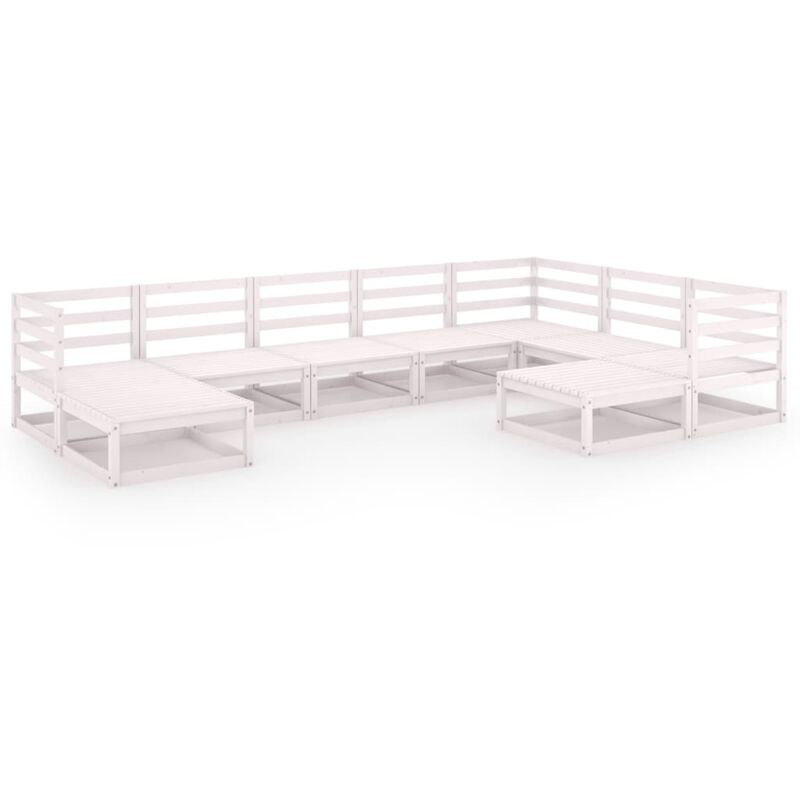 

Set de salón de jardín de 9 piezas blanco madera maciza de pino - Blanco - Vidaxl