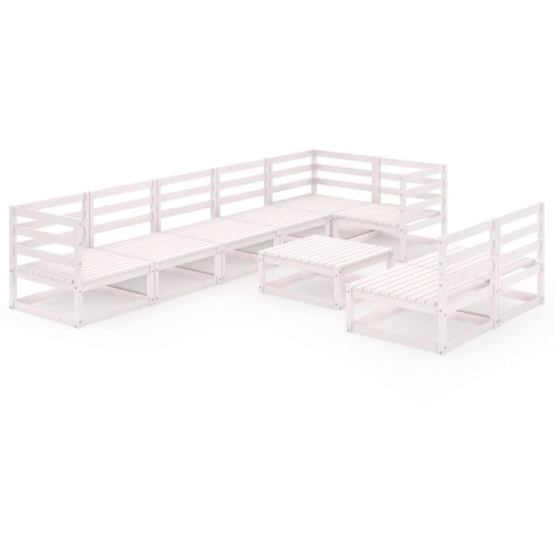 

Set de salón de jardín de 9 piezas blanco madera maciza de pino - Blanco - Vidaxl