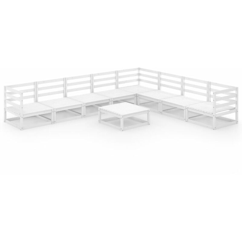 

Set de salón de jardín de 9 piezas blanco madera maciza de pino - Blanco - Vidaxl