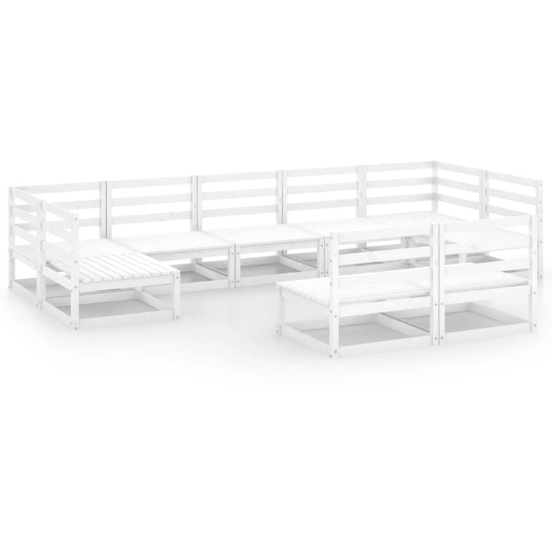 

Vidaxl - Set de salón de jardín de 9 piezas madera maciza de pino - Blanco