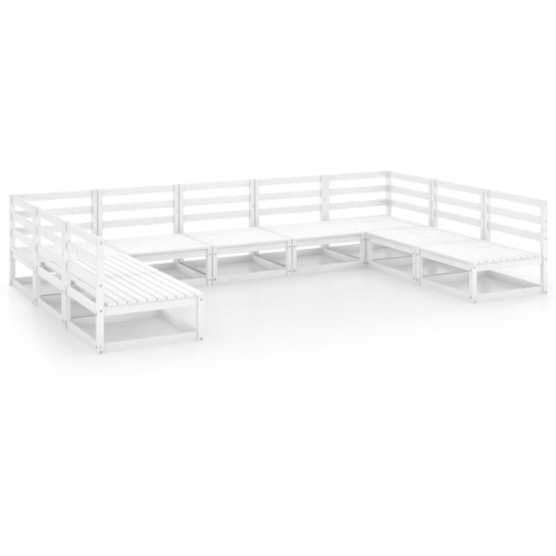 

Vidaxl - Set de salón de jardín de 9 piezas madera maciza de pino - Blanco