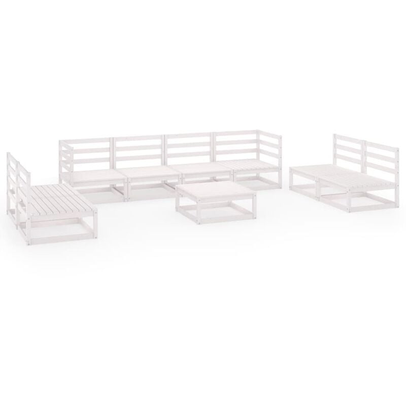 

Vidaxl - Set de salón de jardín de 9 pzas blanco madera maciza de pino - Blanco