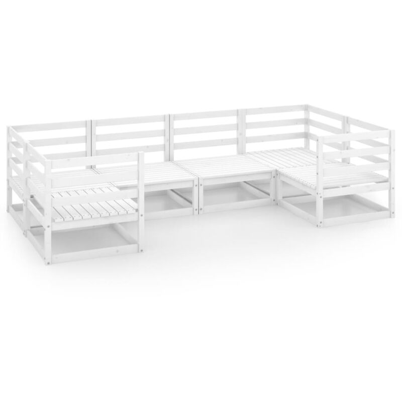 

Set de salón de jardín de 6 piezas madera maciza de pino - Blanco - Vidaxl