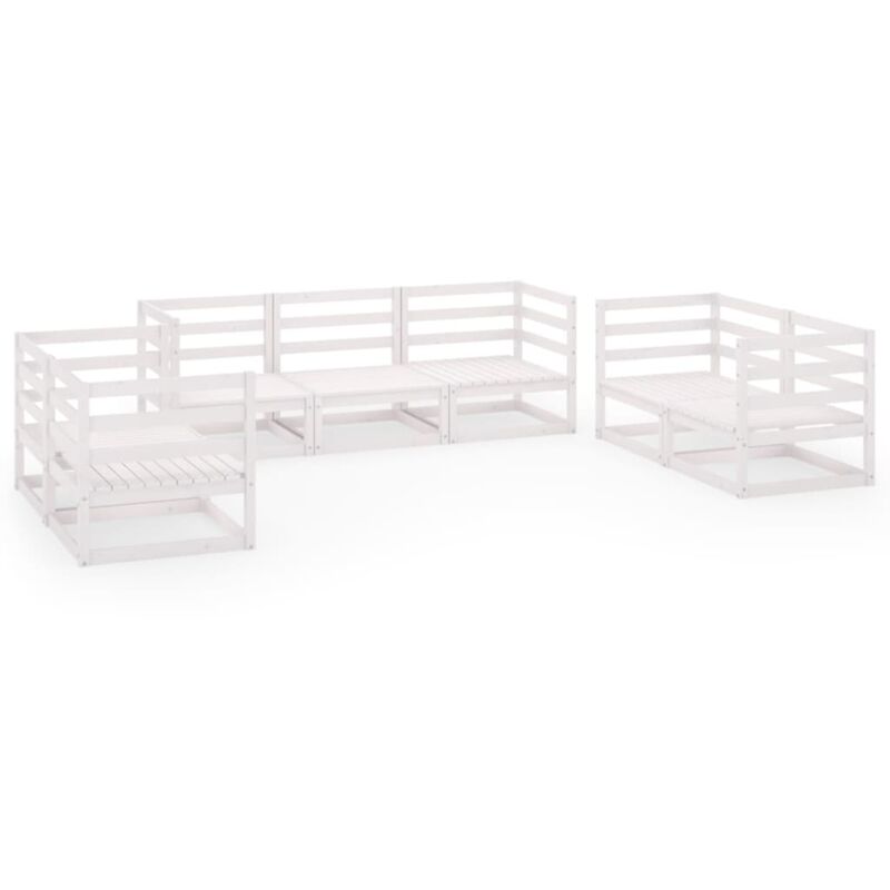 

Set de salón de jardín de 7 piezas blanco madera maciza de pino - Blanco - Vidaxl