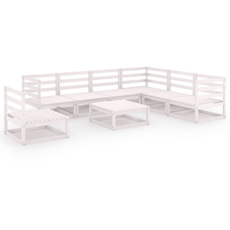 

Set de salón de jardín de 8 piezas blanco madera maciza de pino - Blanco - Vidaxl