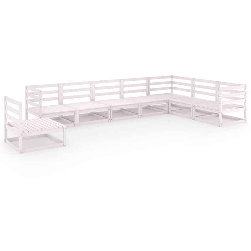 

Set de salón de jardín de 8 piezas blanco madera maciza de pino - Blanco - Vidaxl