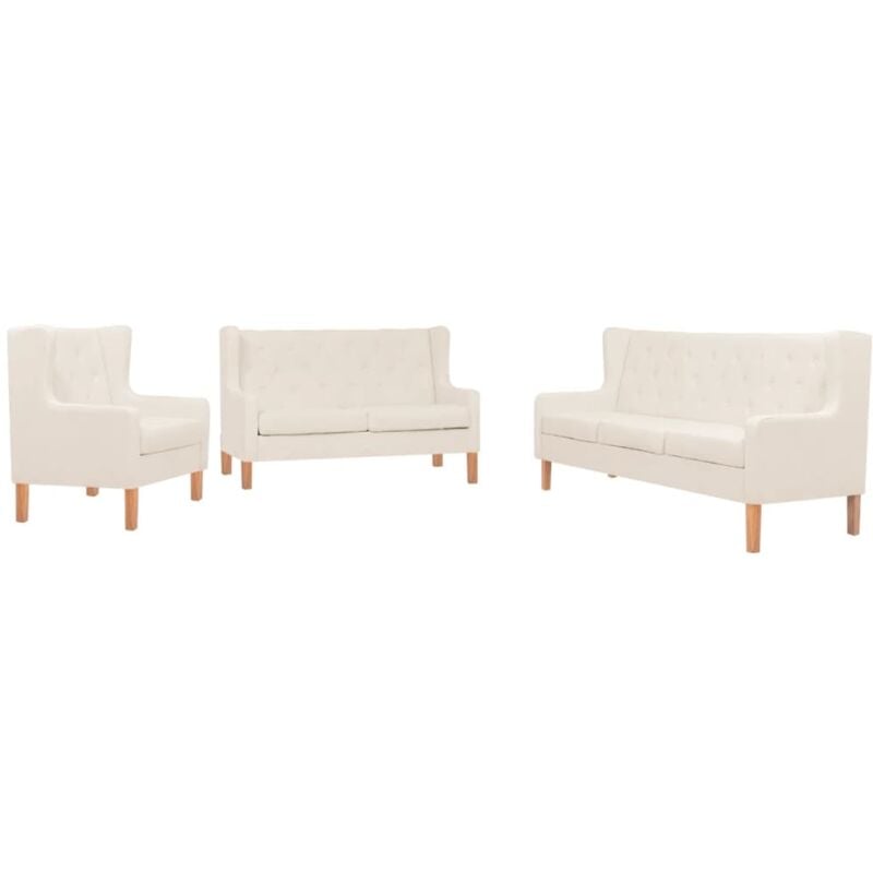 

Set de Sofás de Tela Sillón 2 Piezas y 3 Piezas Blanco Crema - Blanco - Vidaxl