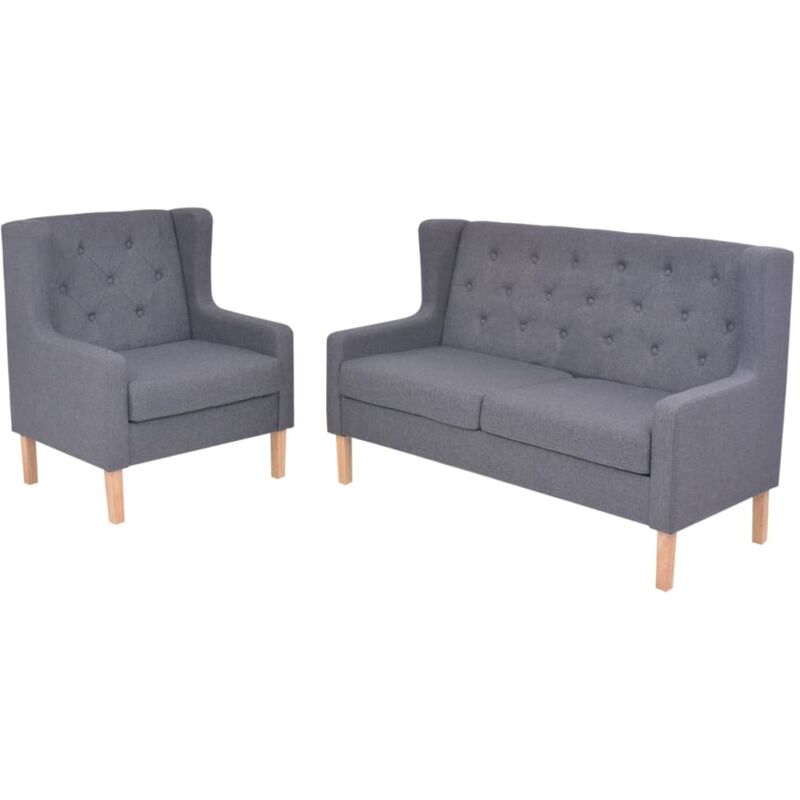 

Set de Sofás de Tela Sillón y 2 Piezas Gris - Gris - Vidaxl