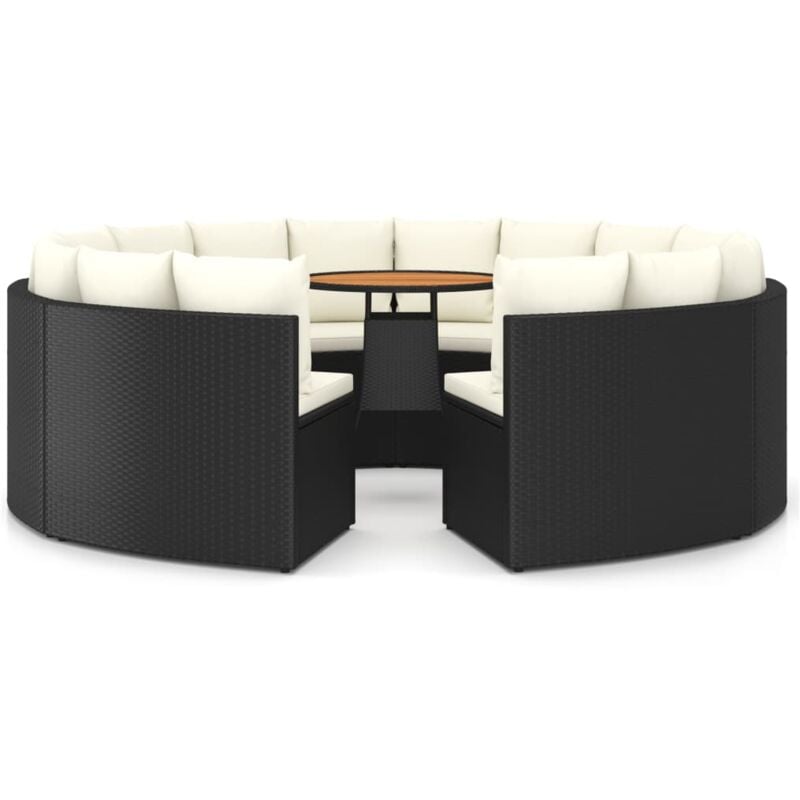 

Set de sofás de jardín 9 piezas y cojines ratán sintético negro - Negro - Vidaxl