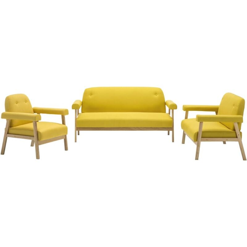 

Set de sofás para 6 personas 3 piezas de tela amarilla - Amarillo - Vidaxl