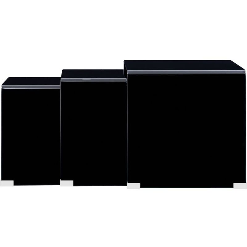 

Mesa de Centro Apilable Vidrio Templado 3 Piezas Negro - Negro - Vidaxl