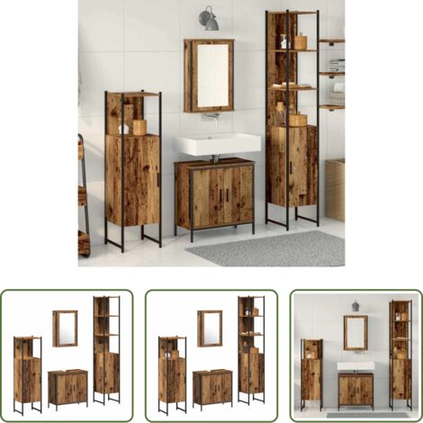 vidaXL Set di arredamento bagno -  Set di mobili per il bagno 4 pcs Marrone Legno multistrato