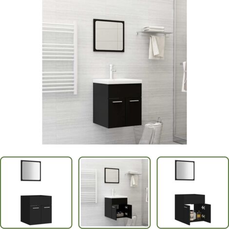 vidaXL Set di arredamento da bagno -  Set Mobili da Bagno 2 pz Nero in Legno Multistrato