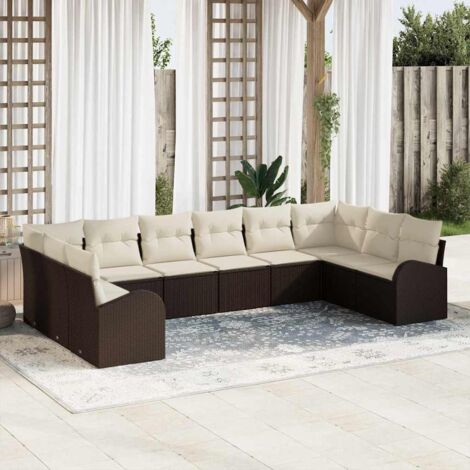 vidaXL Set di divani 10 pcs Marrone polyrattan