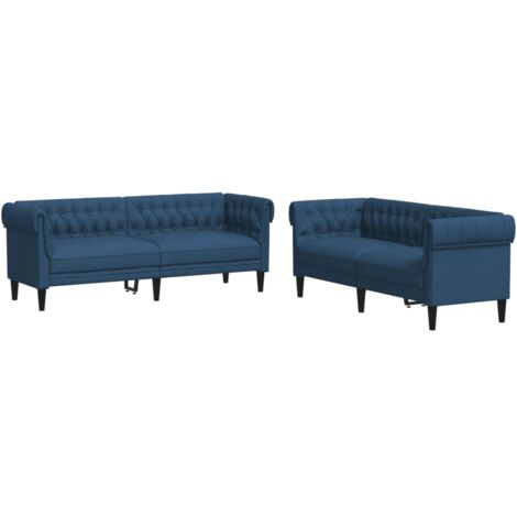 vidaXL Set di Divani 2 pz Blu in Tessuto