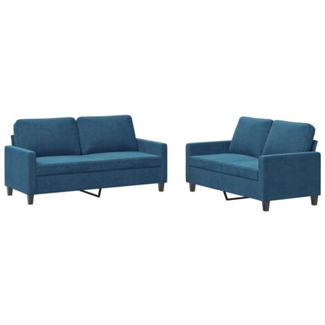 vidaXL Set di Divani 2 pz con Cuscini Blu in Velluto