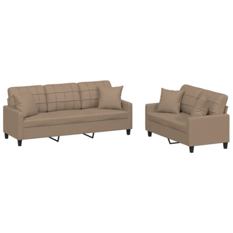 vidaXL Set di Divani 2 pz con Cuscini Cappuccino in Similpelle