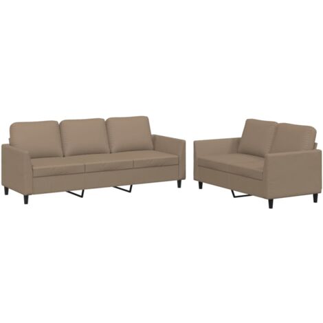 vidaXL Set di Divani 2 pz con Cuscini cappuccino in Similpelle