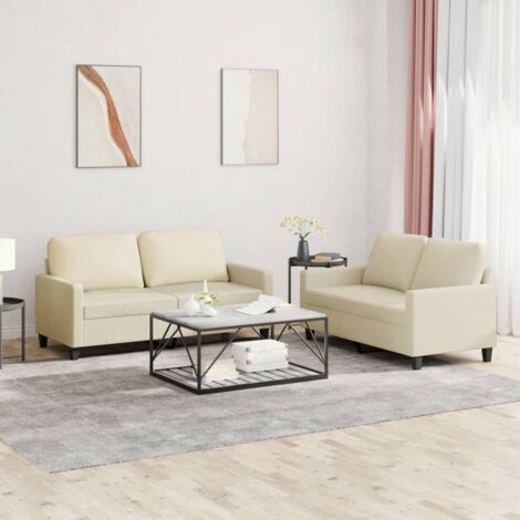 vidaXL Set di Divani 2 pz con Cuscini crema in Similpelle