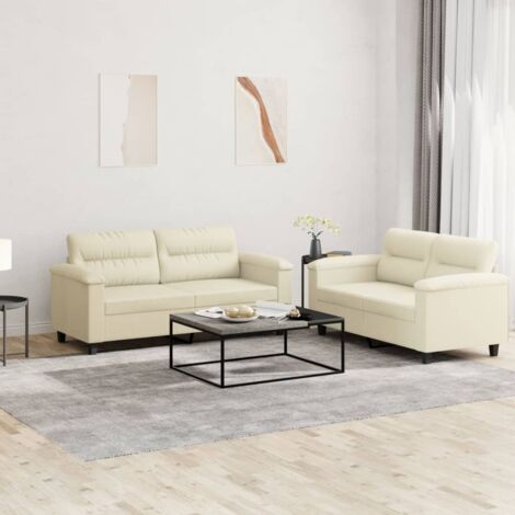 vidaXL Set di Divani 2 pz con Cuscini crema in Similpelle