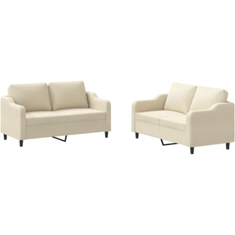 vidaXL Set di Divani 2 pz con Cuscini Crema in Tessuto