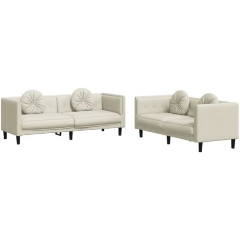 vidaXL Set di Divani 2 pz con Cuscini Crema in Velluto