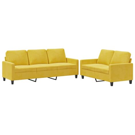 vidaXL Set di Divani 2 pz con Cuscini giallo in Velluto