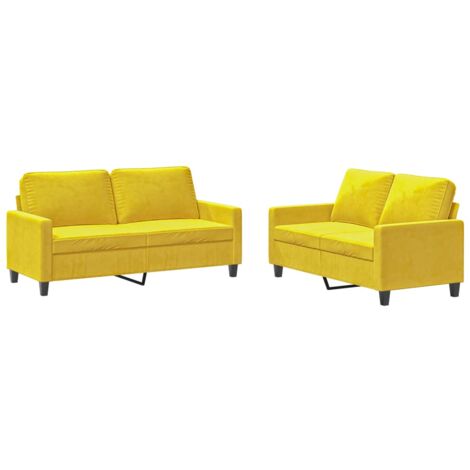 vidaXL Set di Divani 2 pz con Cuscini giallo in Velluto