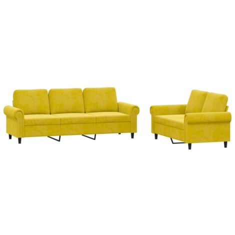 vidaXL Set di Divani 2 pz con Cuscini giallo in Velluto