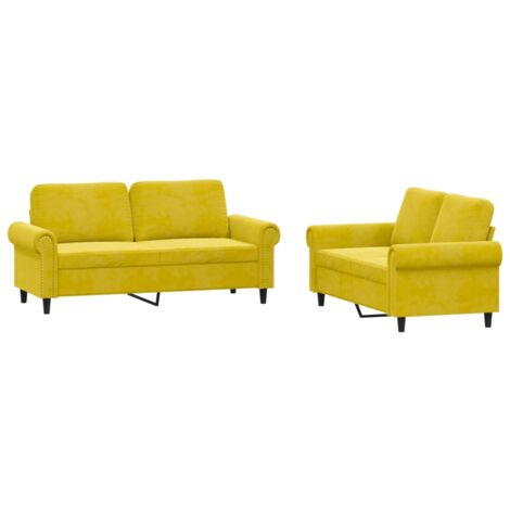vidaXL Set di Divani 2 pz con Cuscini giallo in Velluto