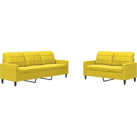 vidaXL Set di Divani 2 pz con Cuscini giallo in Velluto