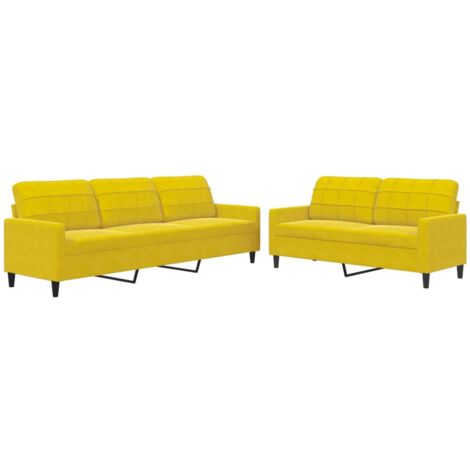 vidaXL Set di Divani 2 pz con Cuscini giallo in Velluto