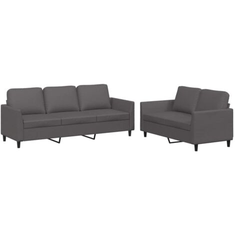 vidaXL Set di Divani 2 pz con Cuscini Grigio in Similpelle