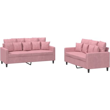 vidaXL Set di Divani 2 pz con Cuscini rosa in Velluto