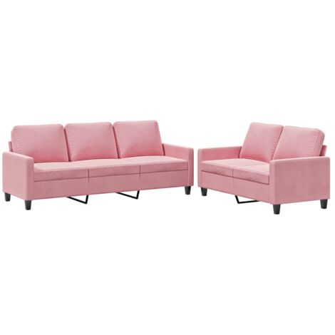 vidaXL Set di Divani 2 pz con Cuscini rosa in Velluto