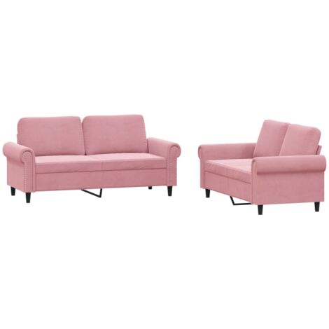 vidaXL Set di Divani 2 pz con Cuscini rosa in Velluto