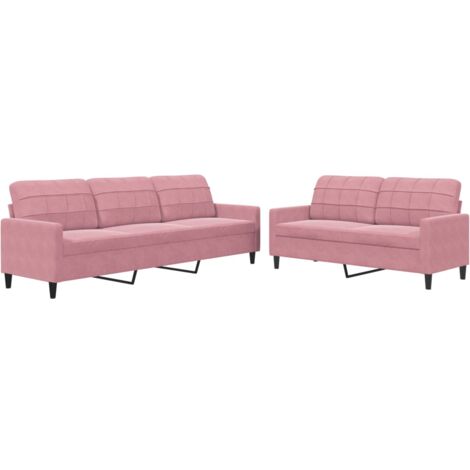 vidaXL Set di Divani 2 pz con Cuscini rosa in Velluto