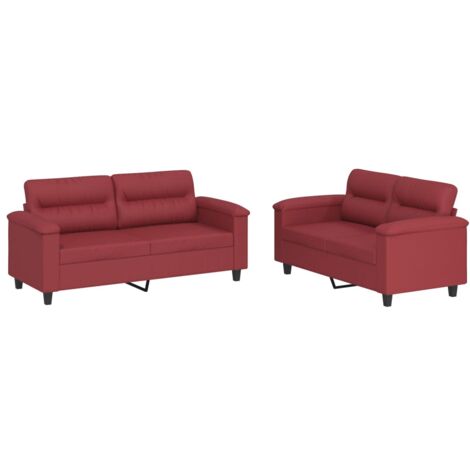 vidaXL Set di Divani 2 pz con Cuscini Rosso Vino in Similpelle