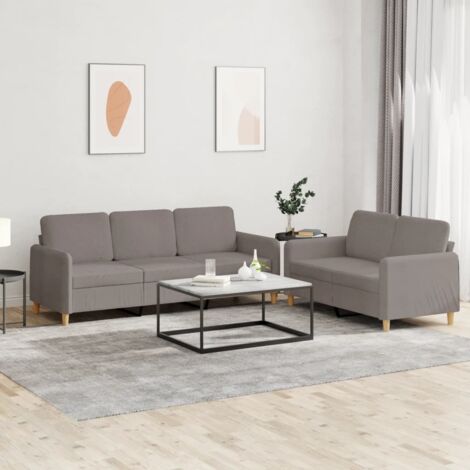 vidaXL Set di Divani 2 pz con Cuscini Tortora in Tessuto