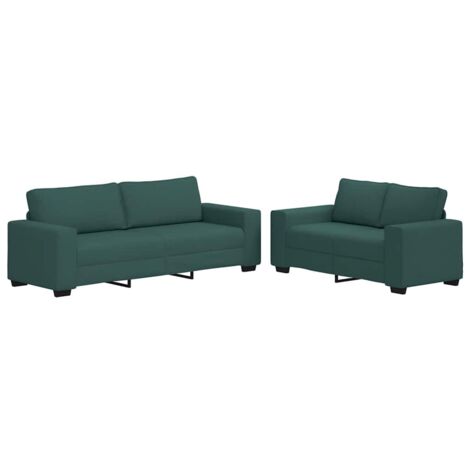 vidaXL Set di Divani 2 pz con Cuscini Verde scuro in Tessuto
