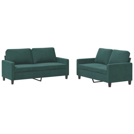 vidaXL Set di Divani 2 pz con Cuscini Verde scuro in Velluto