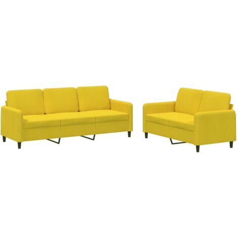 vidaXL Set di Divani 2 pz Giallo in Velluto