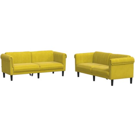 vidaXL Set di Divani 2 pz Giallo in Velluto