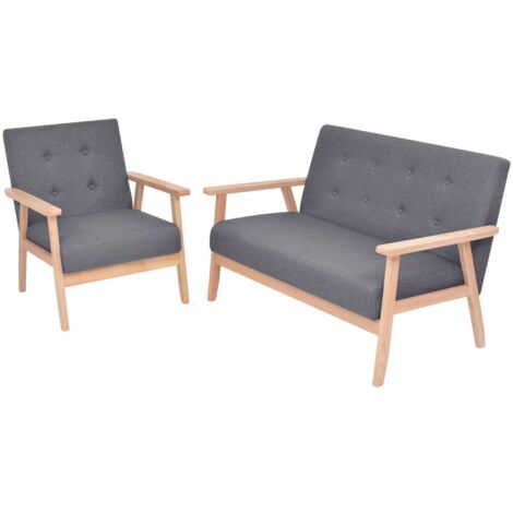 vidaXL Set di Divani 2 pz in Tessuto Grigio Scuro
