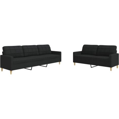 vidaXL Set di Divani 2 pz Nero in Tessuto