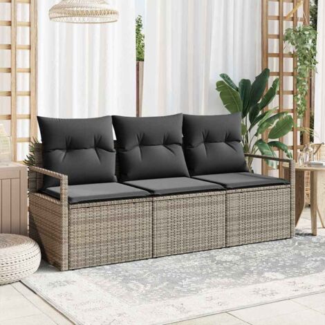 vidaXL Set di divani 3 pcs Grigio polyrattan
