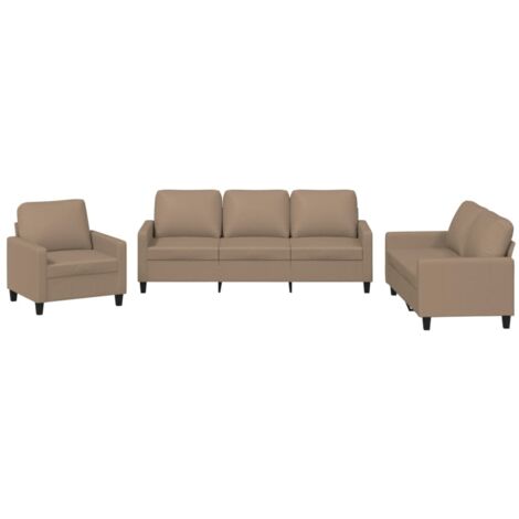 vidaXL Set di Divani 3 pz con Cuscini cappuccino in Similpelle